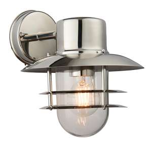 Jenson Glass Shade Wall Light In Polished Stainless Steel