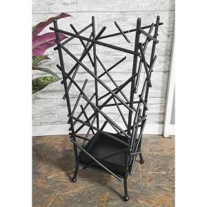 Jerome Metal Umbrella Stand With Plastic Tray In Black