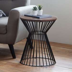 Jersey Wooden Lamp Table In Walnut With Round Wire Base