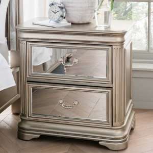 Jessica Wooden Mirrored Bedside Cabinet In Taupe