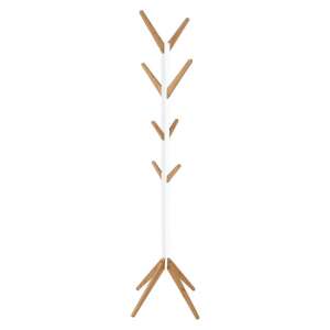 Jeston Bamboo Wooden Coat Stand In Natural And White