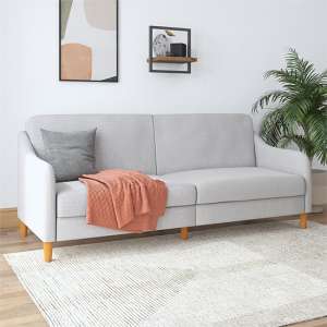 Jevic Linen Fabric Sprung Sofa Bed In Light Grey