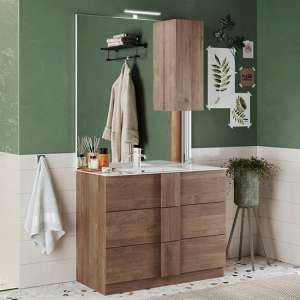 Jining 100cm Wooden Floor Bathroom Furniture Set In Mercury
