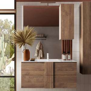 Jining 100cm Wooden Wall Bathroom Furniture Set In Mercury