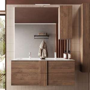 Jining 120cm Wooden Wall Bathroom Furniture Set In Mercury