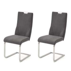 Jiulia Anthracite Fabric Cantilever Dining Chair In A Pair