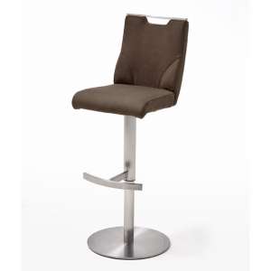 Jiulia Bar Stool In Brown With Stainless Steel Base