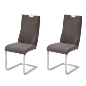 Jiulia Brown Fabric Cantilever Dining Chair In A Pair