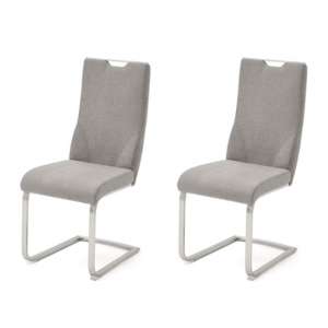Jiulia Ice Grey Fabric Cantilever Dining Chair In A Pair