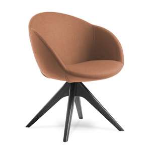 Joss Single Seater Lounge Chair In Brown With Black Oak Legs
