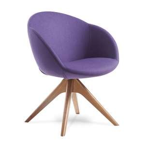 Joss Single Seater Lounge Chair In Purple With Pyramid Oak Legs