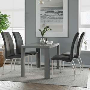 Joule Dining Set In Grey Gloss With 4 Charcoal Boston Chairs