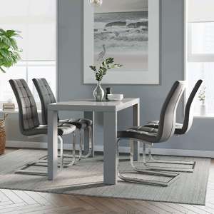 Joule Dining Set In Grey Gloss With 4 Grey New York Chairs