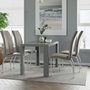 Joule Dining Set In Grey Gloss With 4 Mink Boston Chairs