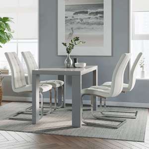Joule Dining Set In Grey Gloss With 4 White New York Chairs
