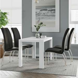 Joule Dining Set In White Gloss With 4 Black Boston Chairs