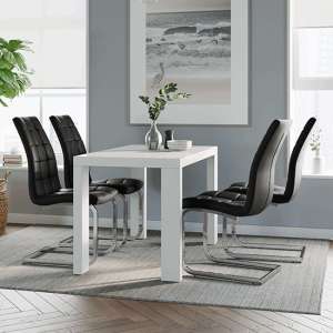Joule Dining Set In White Gloss With 4 Black New York Chairs