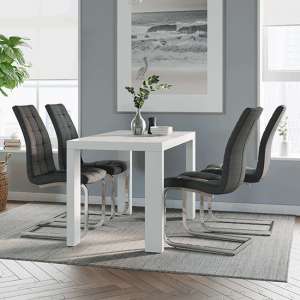 Joule Dining Set In White Gloss With 4 Charcoal New York Chairs