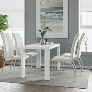 Joule Dining Set In White Gloss With 4 White Boston Chairs