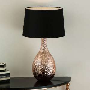 Juliwok Black Fabric Shade Table Lamp With Copper Base