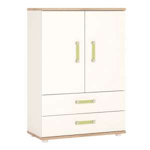 Kaas Wooden 2 Door Storage Cabinet In White High Gloss And Oak