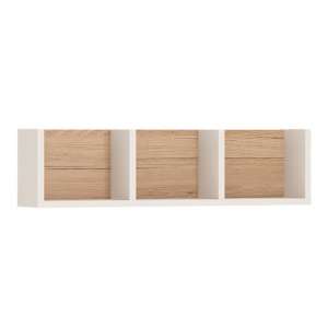 Kaas Wooden Sectioned Wall Shelf In White High Gloss And Oak