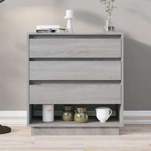 Kaelin Wooden Chest Of 3 Drawers In Grey Sonoma Oak