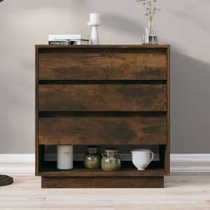 Kaelin Wooden Chest Of 3 Drawers In Smoked Oak