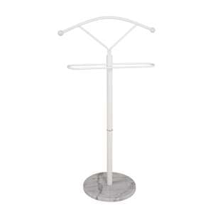 Kaibito Metal Valet Stand In White With Marble Base