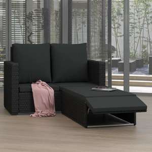 Kaldi Rattan 2 Piece Garden Lounge Set With Cushions In Black