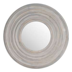 Kalian Round Textured Wall Mirror In Antique Grey Frame