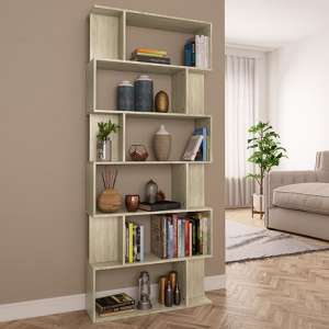 Kalle Wooden Bookcase And Room Divider In Sonoma Oak