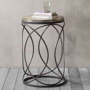 Kamba Round Metal Side Table In Gold And Black