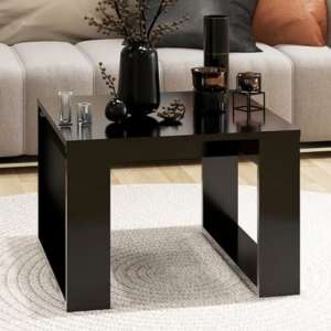 Kancy Square Wooden Side Table In Black