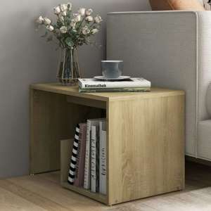 Kanoa Wooden Side Table With Ample Storage In Sonoma Oak