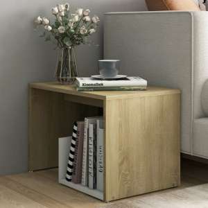 Kanoa Wooden Side Table With Ample Storage In White Sonoma Oak
