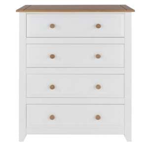 Knowle Tall Chest Of Drawers In White And Antique Wax