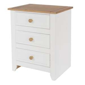 Knowle Three Drawer Bedside Cabinet In White And Antique Wax