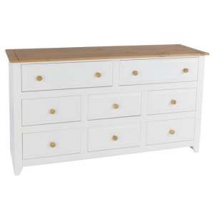 Knowle Wide Chest Of Drawers In White And Antique Wax