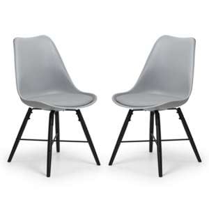 Kaili Dining Chair With Grey Seat And Black Legs In Pair