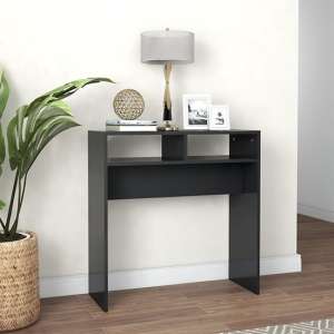 Karis Wooden Console Table With 2 Shelves In Grey
