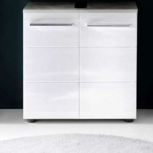 Karla Vanity Cabinet In Stone Grey And White High Gloss