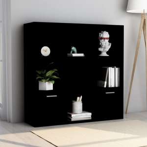 Kasen Wooden Bookcase With 2 Doors In Black
