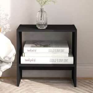 Kasia Pinewood Bedside Cabinet With Undershelf In Black