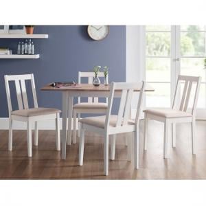 Kaci Wooden Extendable Dining Set In Ivory Off White 4 Chairs