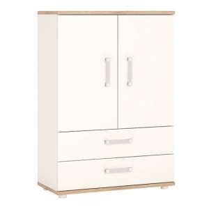 Kast Wooden 2 Door Storage Cabinet In White High Gloss And Oak