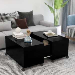 Katashi Wooden Coffee Table With Castors In Black