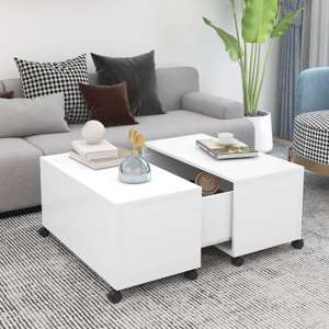 Katashi Wooden Coffee Table With Castors In White