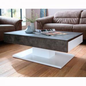 Kathryn Wooden Storage Coffee Table In Concrete And Matt White