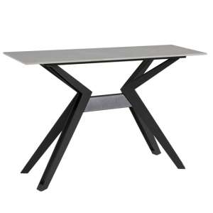 Kara Rectangular Stone Console Table With Black Metal Base
